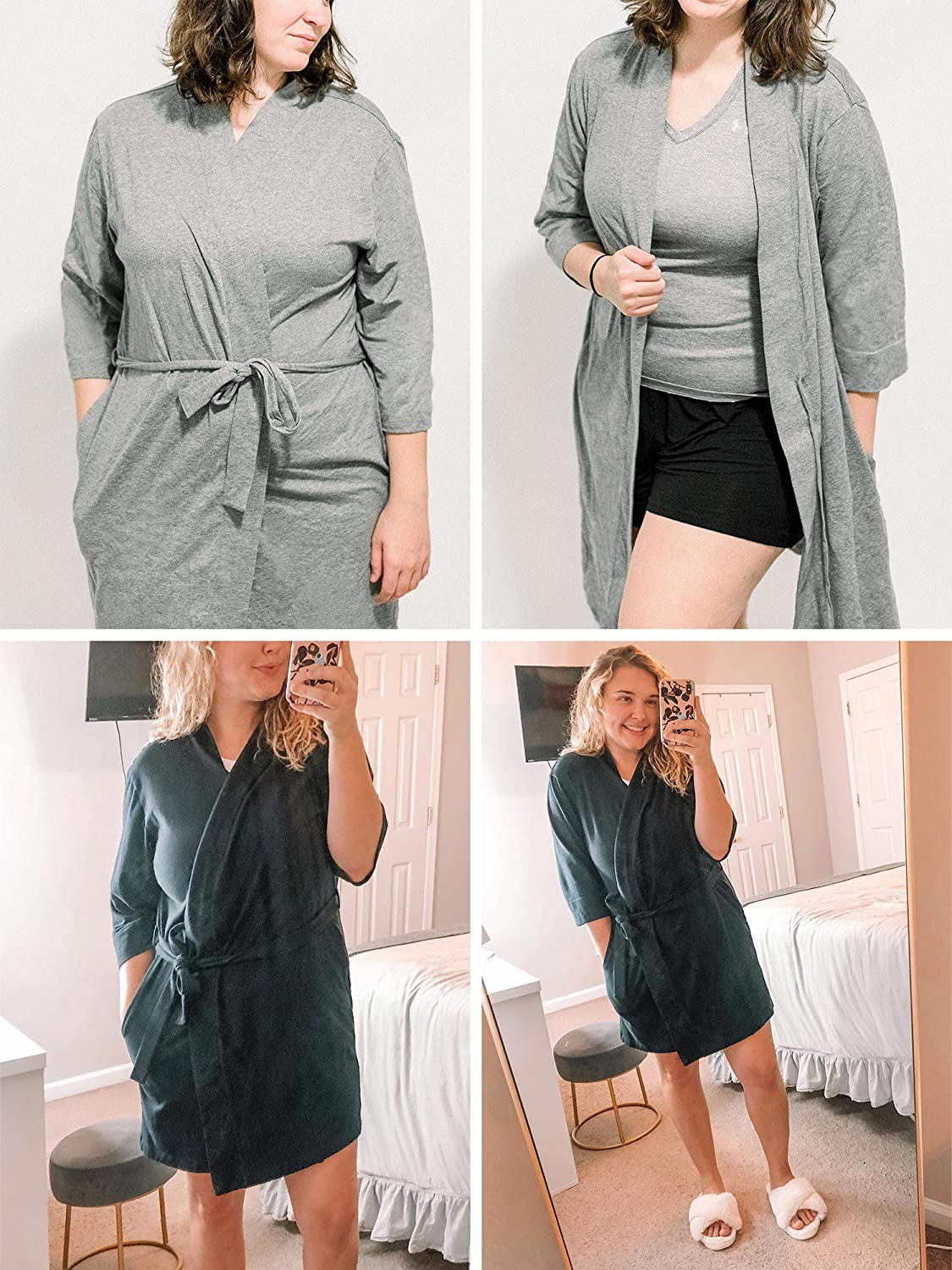 SIORO Womens Cotton Robe Kimono Lightweight Robes Short Knit Bathrobe Soft House Sleepwear Ladies Loungewear XS-3XL Apparel & Accessories > Clothing > Sleepwear & Loungewear > Robes KYLIE MAX   