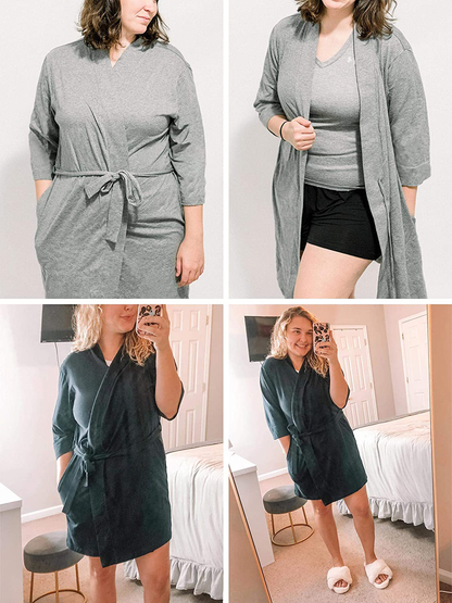 SIORO Womens Cotton Robe Kimono Lightweight Robes Short Knit Bathrobe Soft House Sleepwear Ladies Loungewear XS-3XL Apparel & Accessories > Clothing > Sleepwear & Loungewear > Robes KYLIE MAX   