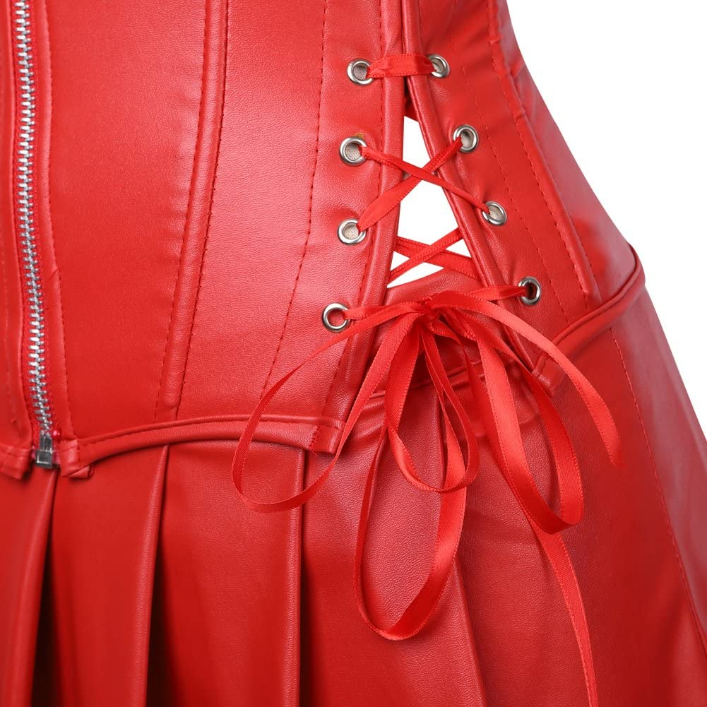 Frawirshau Faux Leather Corset Dress Corsets for Women Sexy Bustier Lingeire Corset Skirt Costume Apparel & Accessories > Clothing > Underwear & Socks > Lingerie frawirshau   