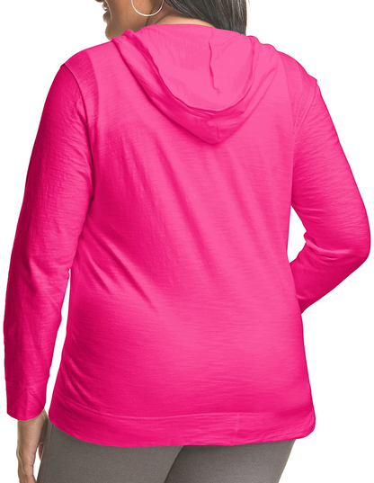 JUST MY SIZE plus Size Slub-Cotton Full-Zip Lightweight Women'S Hoodie Apparel & Accessories > Clothing > Activewear Kylie Max   