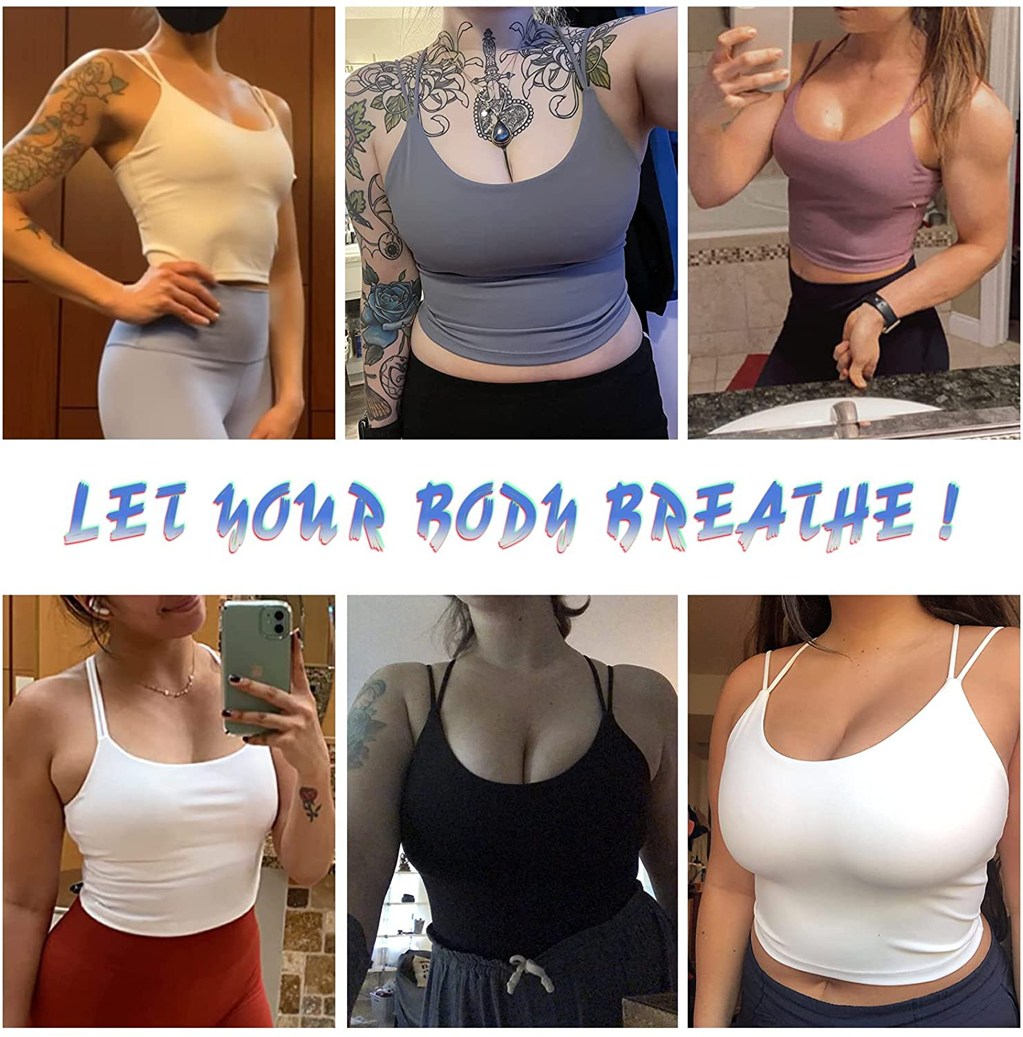Women'S Longline Sports Bra Padded Strappy Yoga Bra Fitness Running Workout Crop Tank Top（2Pack） Apparel & Accessories > Clothing > Underwear & Socks > Bras Kylie Max   