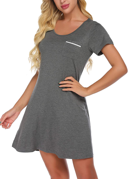 Ekouaer Women Sleepshirt Short Sleeve T-Shirt Nightgowns Night Shirt Comfy Sleep Loungewear round Neck Nightshirt Soft S-XXL Apparel & Accessories > Clothing > Sleepwear & Loungewear > Nightgowns Kylie Max   