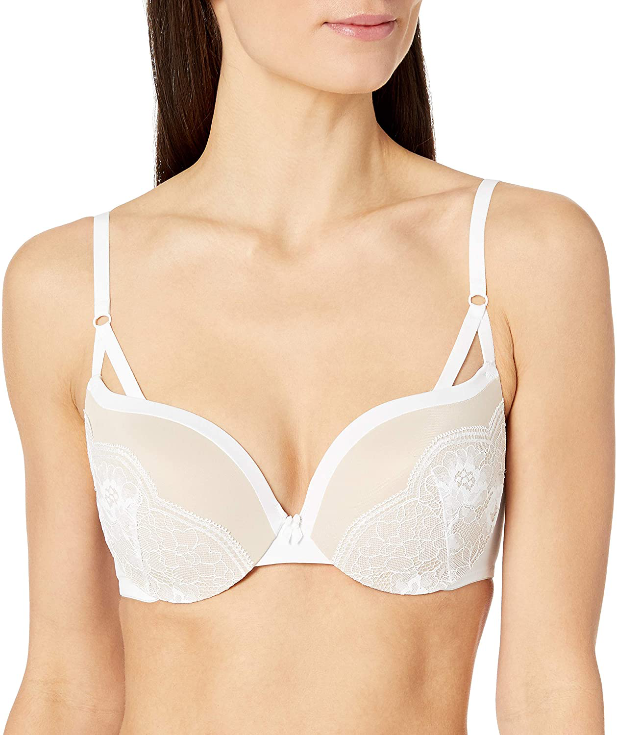 Maidenform Women's Love The Lift Push Up & In Demi Bra DM9900 Apparel & Accessories > Clothing > Underwear & Socks > Bras Maidenform Women's IA - Bras White/Paris Nude Strappy Lace 40D 