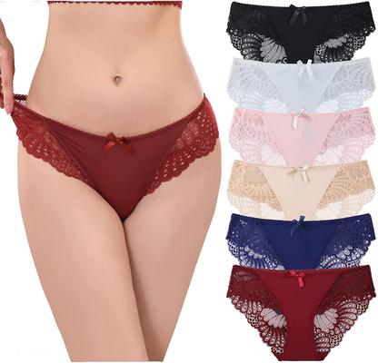 LEVAO Womens Bikini Panties Underwear Lace Hipster Seamless Sexy Hi Cuts Pack 6 Apparel & Accessories > Clothing > Underwear & Socks > Underwear LEVAO 6 Pack -2 Medium 