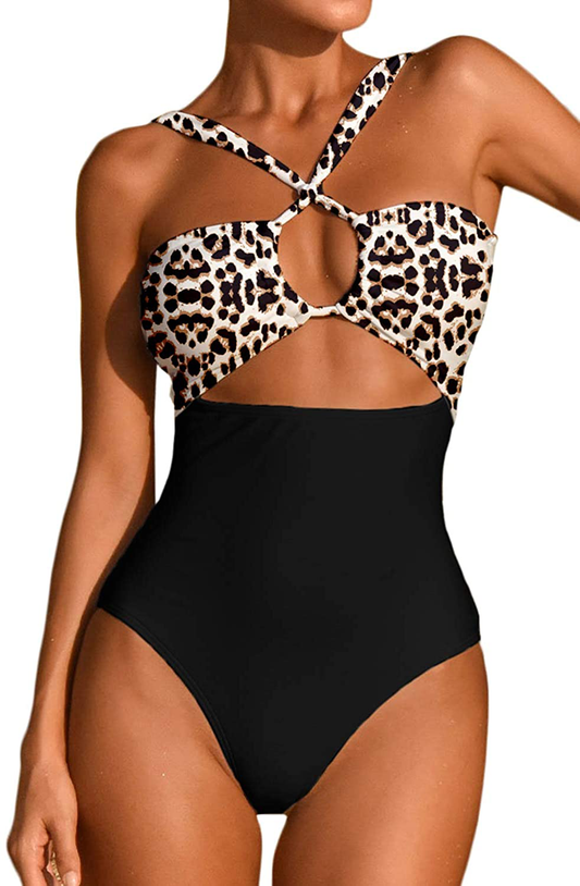 Ioiom Women'S Sexy Front Cross One Piece Swimsuits High Waisted Tummy Control Bathing Suits Apparel & Accessories > Clothing > Swimwear Kylie Max   