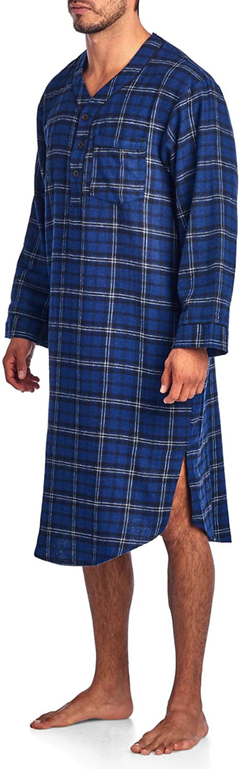 Ashford & Brooks Mens Flannel Plaid Long Sleep Shirt Henley Nightshirt Apparel & Accessories > Clothing > Sleepwear & Loungewear > Nightgowns Kylie Max   