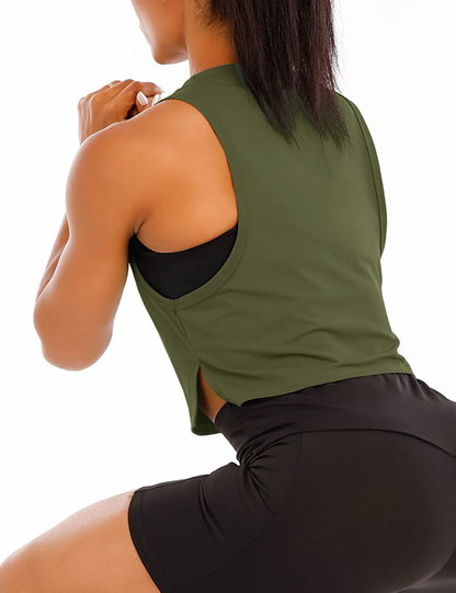 Haola Women'S Loose Sleeveless Cropped Muscle Open Side Yoga Tops Workout Cool T-Shirt Running Short Tank Crop Tops Apparel & Accessories > Clothing > Activewear Kylie Max   