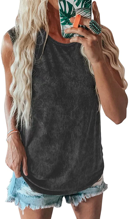Dokotoo Womens Crew Neck Tank Tops Summer Leopard Detail Print Top Casual Cami Shirts Blouses S-XXL Apparel & Accessories > Clothing > Activewear Kylie Max   