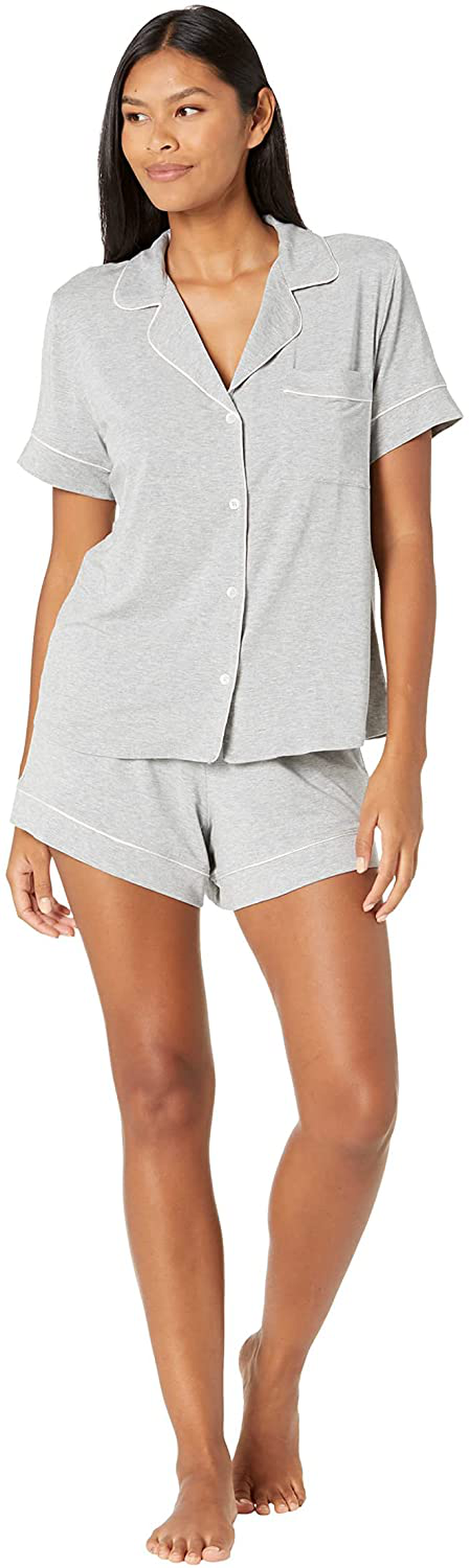 Eberjey Gisele Relaxed Women's Short PJ Set Apparel & Accessories > Clothing > Sleepwear & Loungewear > Pajamas Eberjey Heather Grey/Sorbet Pink X-Large 