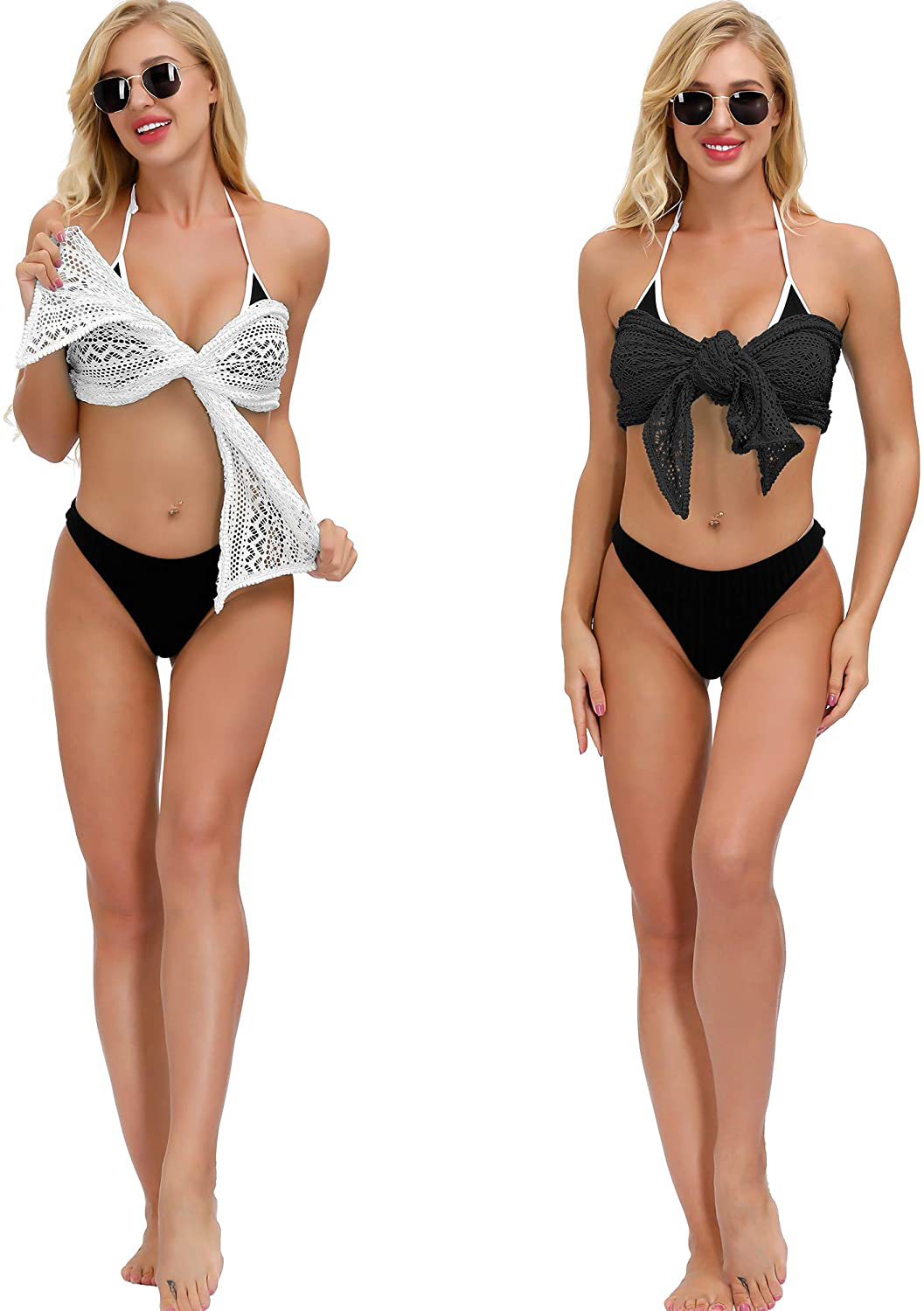 SATINIOR Womens Sarong Pareo Wrap Beachwear Swimsuit Lace Summer Bikini Cover Ups Apparel & Accessories > Clothing > Swimwear Kylie Max   