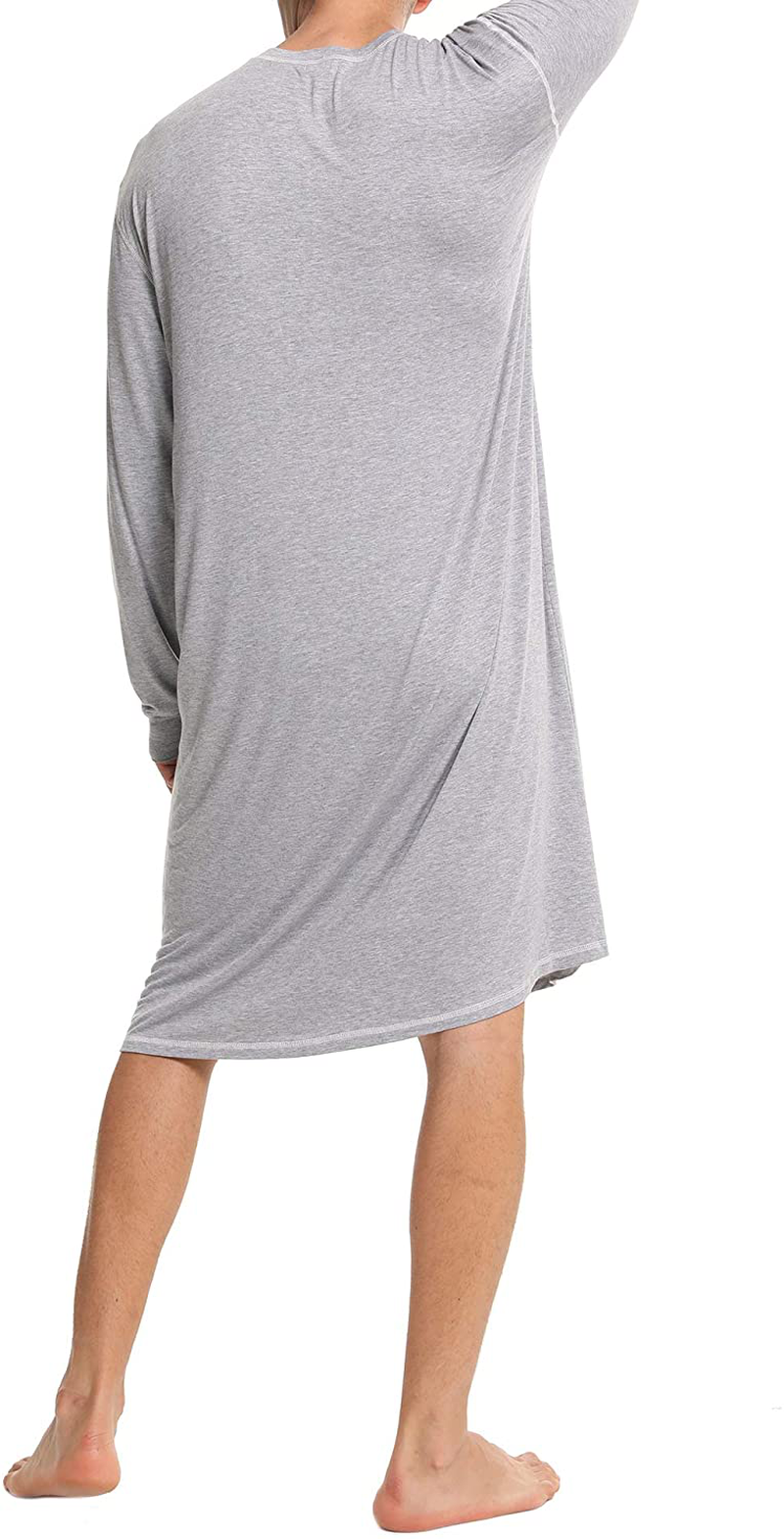 SWOMOG Men'S Nightshirt Long Sleeve Crewneck Modal Nightgown Loose Comfy Sleep Shirt Apparel & Accessories > Clothing > Sleepwear & Loungewear > Nightgowns Kylie Max   