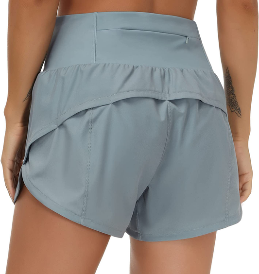 THE GYM PEOPLE Womens High Waisted Running Shorts Quick Dry Athletic Workout Shorts with Mesh Liner Zipper Pockets Apparel & Accessories > Clothing > Shorts Kylie Max   