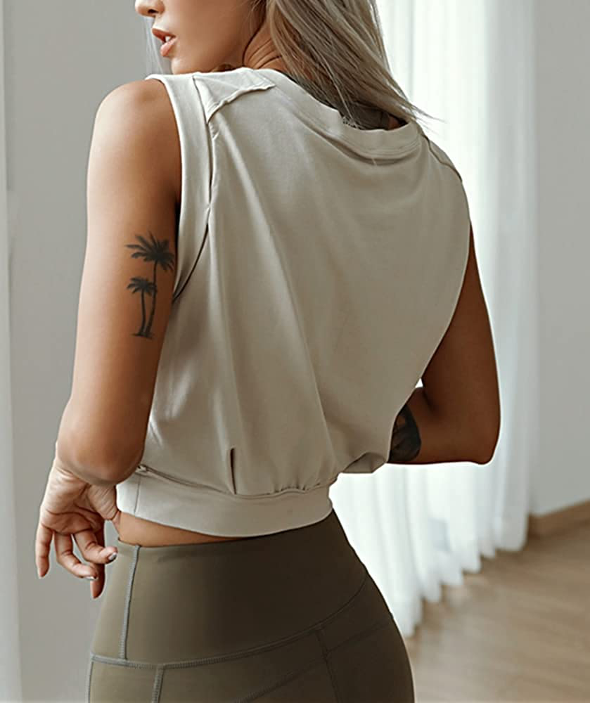 ARRIVE GUIDE Crop Top Athletic Shirts for Women Cute Sleeveless Yoga Tops Running Gym Workout Shirts Apparel & Accessories > Clothing > Activewear Kylie Max   