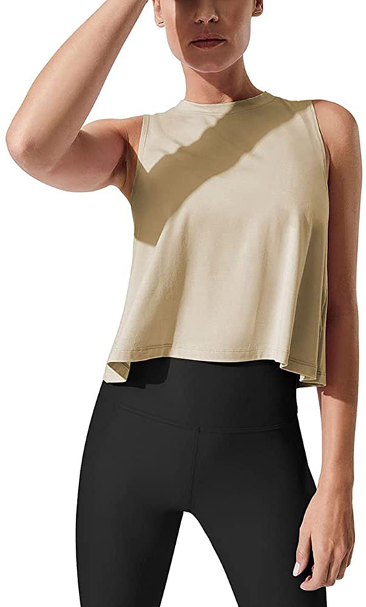 Mippo Crop Tops for Women Womens Workout Tops Flowy Cropped Tank Tops Athletic Shirts Apparel & Accessories > Clothing > Activewear Kylie Max   