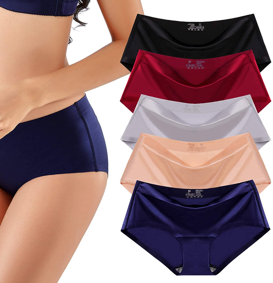 Sexy Lace Underwear for Women Frozen Silk Seamless Panties with Silky Tactile Touch 4 Pack, Assorted Colors S M L XL XXL3XL  ITAYAX 5-pack Silky Smooth Assorted X-Large-XX-Large 