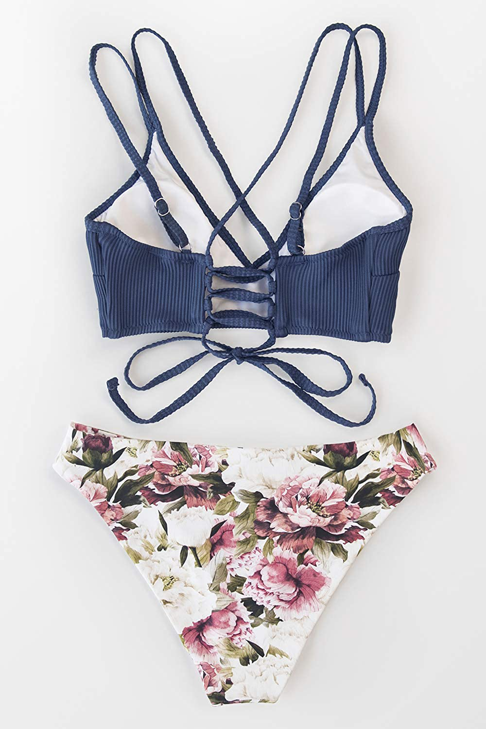 CUPSHE Women'S Bikini Swimsuit V Neck Floral Print Lace up Two Piece Bathing Suit  Kylie Max   