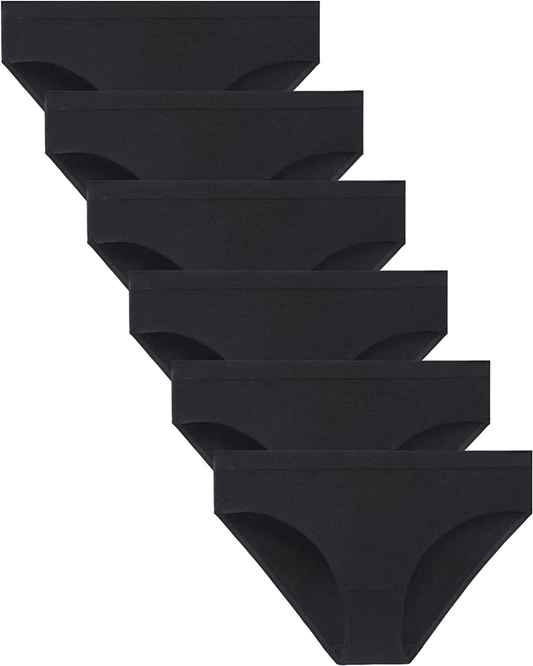 Areke Womens Bikini Panties Seamless Underwear, Soft Stretch Cheekini Hipster Briefs 6 Pack  Areke Black 6pack Small 
