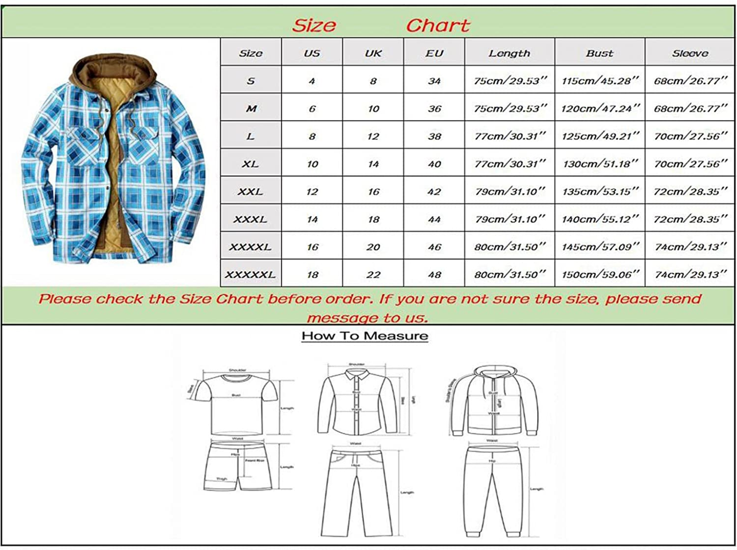 Merthy Mens Big and Tall Berber Lined Flannel Shirts Jacket Casual Long Sleeve Button down Hooded Plaid Parka Coat S-5XL Apparel & Accessories > Clothing > Underwear & Socks > Shapewear Merthy   