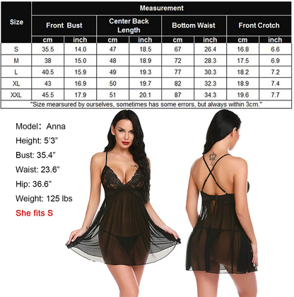 Avidlove Women Negligees Lingerie Lace Babydoll Sexy Chemise Exotic Mesh Nightgowns Apparel & Accessories > Clothing > Underwear & Socks > Lingerie Kylie Max   