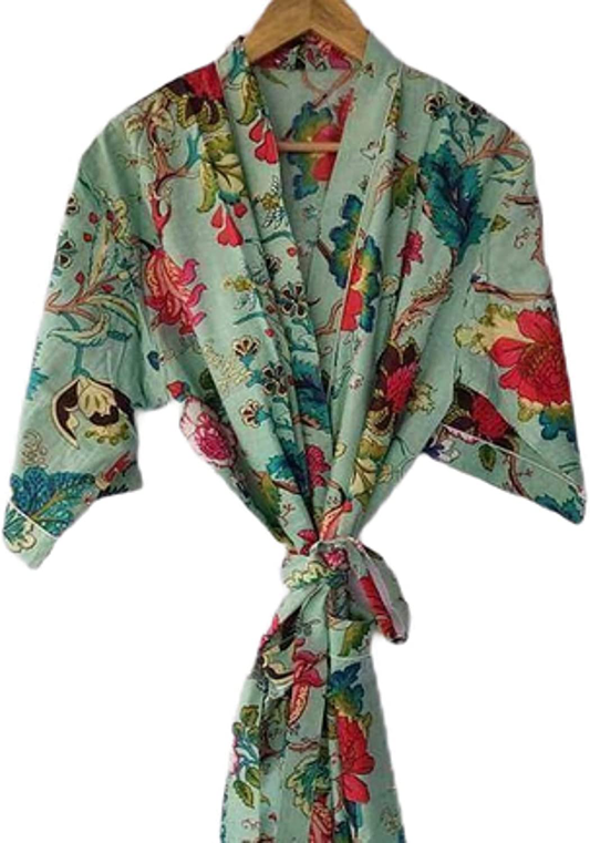 Indian Kimono Robes Japanese Kimono Bridesman Robes Kimono Cardigan Beach Wear Cotton Robe Floral Kimono Robe Night Gown Gifts for Christmas by RANJANACRAFT. (36 Inch US Women'S Letter) Apparel & Accessories > Clothing > Sleepwear & Loungewear > Robes Generic 40 inch US women's letter  