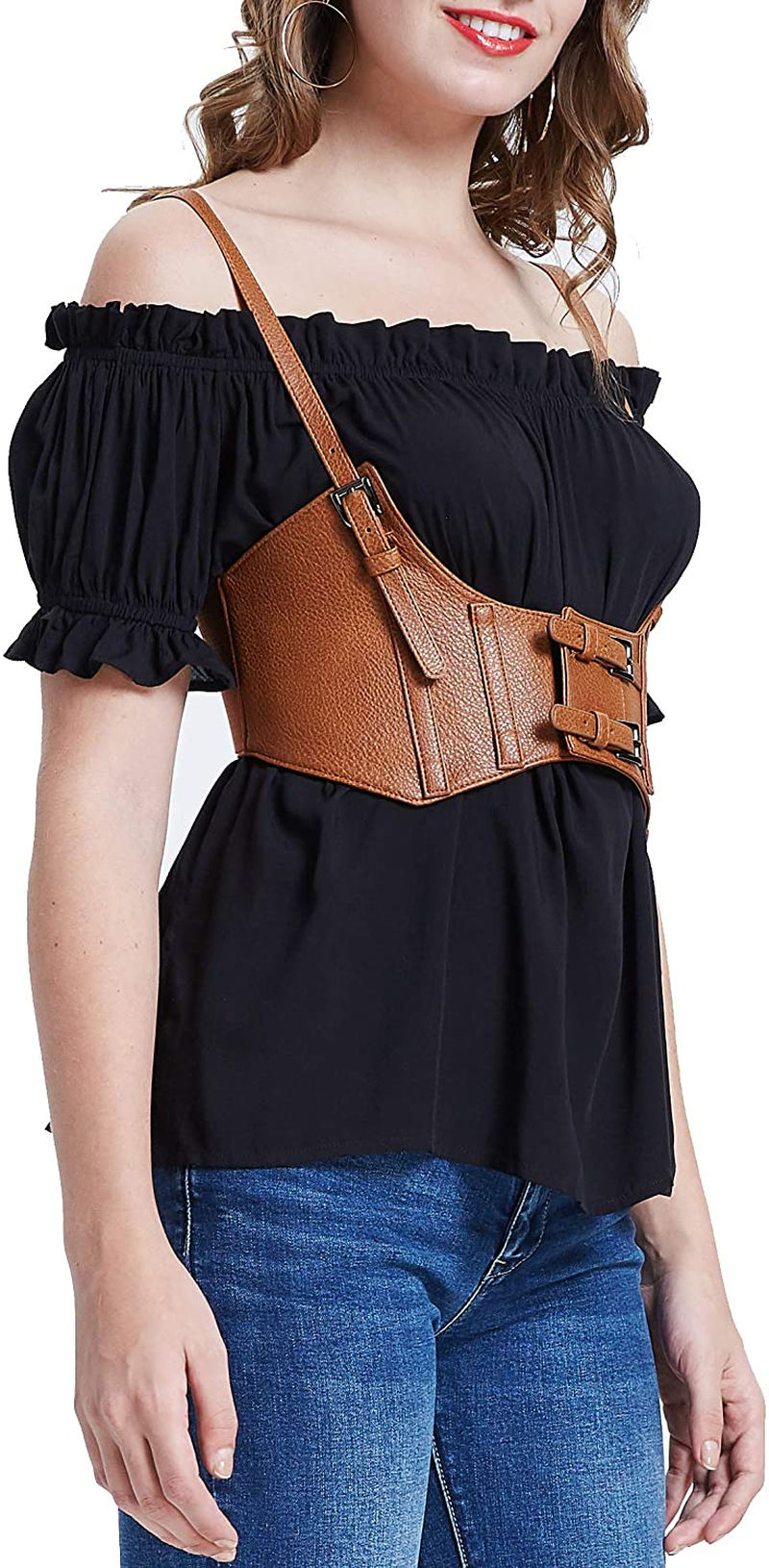 KANCY KOLE Women Fashion Faux Leather Waist Belt Steampunk Underbust Corset Apparel & Accessories > Clothing > Underwear & Socks > Lingerie KANCY KOLE   