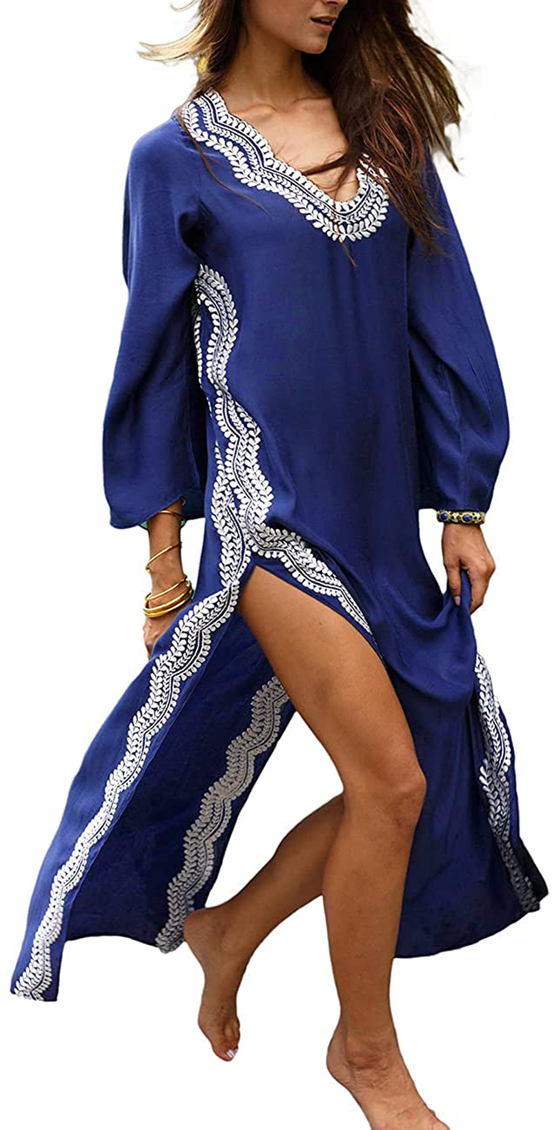 Bsubseach Women Beachwear Turkish Kaftans Long Swimsuit Cover up Caftan Beach Dress Apparel & Accessories > Clothing > Swimwear Kylie Max   