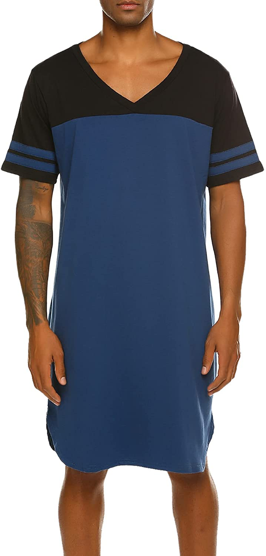 Ekouaer Nightgowns Mens V Neck Long Sleeve Sleepwear Big&Tall Pajama Sleeping Wear Loungewear Nightshirts M-XXXL Apparel & Accessories > Clothing > Sleepwear & Loungewear > Nightgowns Kylie Max   
