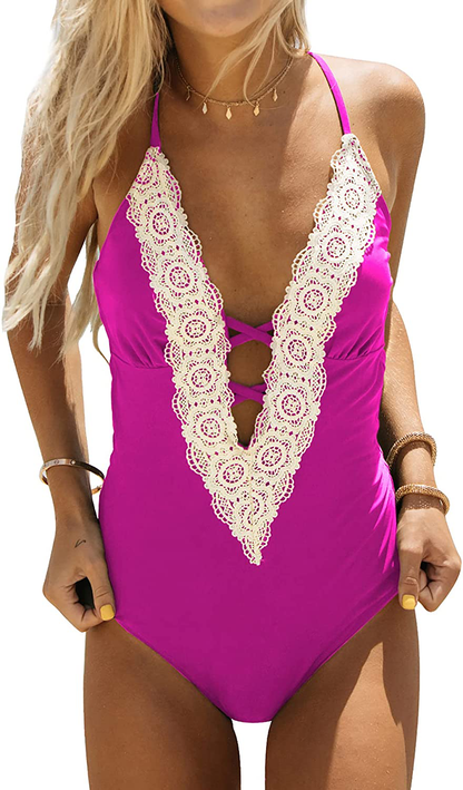 CUPSHE Women'S Ladies Vintage Lace Bikini Sets Beach Swimwear Bathing Suit Apparel & Accessories > Clothing > Swimwear Kylie Max   