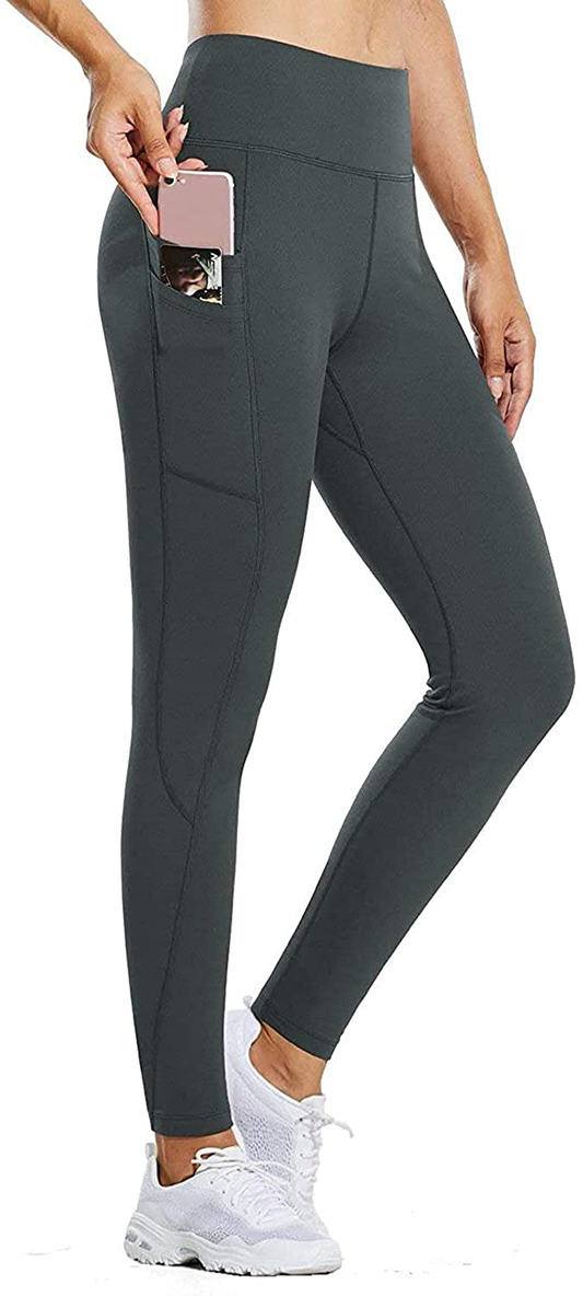 BALEAF Women's Fleece Lined Water Resistant Legging High Waisted Thermal Winter Hiking Running Pants Pockets Apparel & Accessories > Clothing > Activewear BALEAF Grey X-Small 