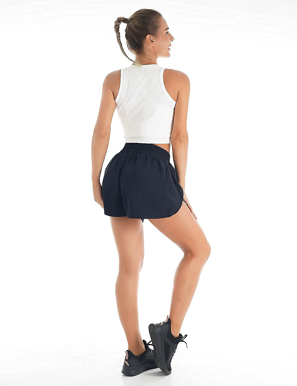 Blooming Jelly Women'S Quick-Dry Running Shorts Workout Sport Layer Active Shorts with Pockets 1.75" Apparel & Accessories > Clothing > Shorts Kylie Max   