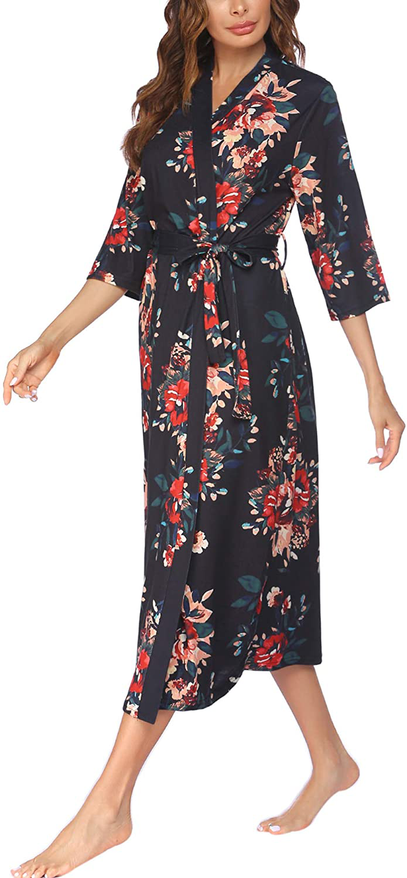 Ekouaer Womens Robes, Lightweight Cotton Robe Soft Sleepwear Ladies Loungewear Dressing Gown Long Bathrobe Apparel & Accessories > Clothing > Sleepwear & Loungewear > Robes Ekouaer   