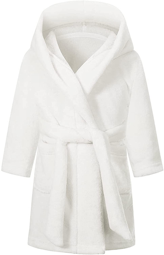 Betusline Kids Girls Boys Solid Soft Fleece Hooded Bathrobe Robe, 2T - 18 Years Apparel & Accessories > Clothing > Sleepwear & Loungewear > Robes Kylie Max   