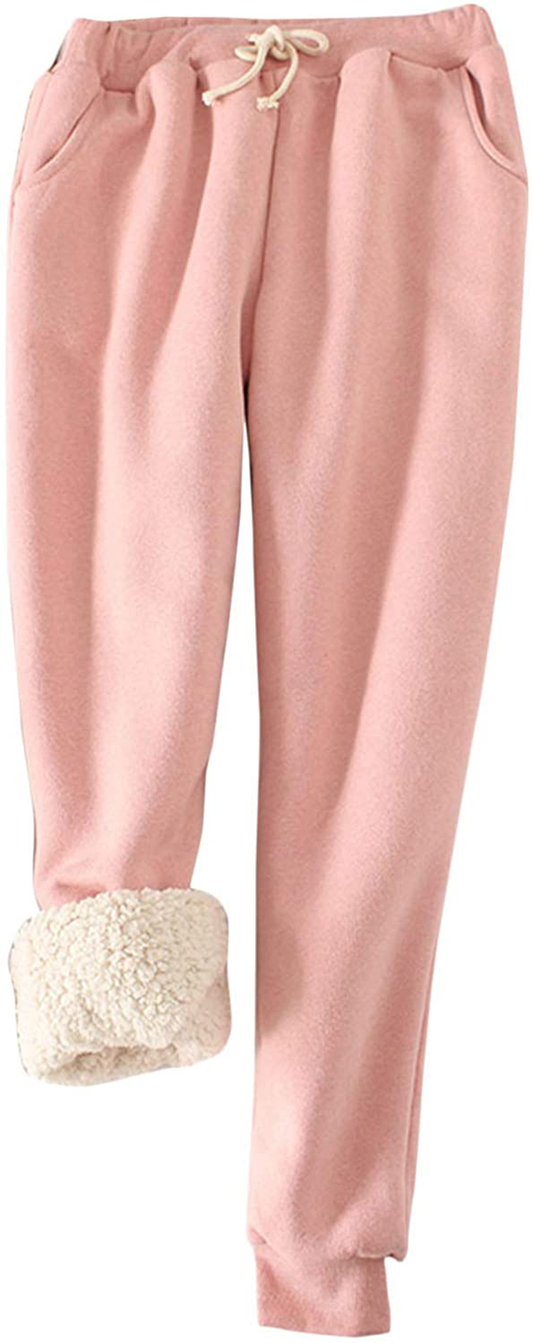 Flygo Women'S Winter Warm Fleece Joggers Pants Sherpa Lined Athletic Active Sweatpants Apparel & Accessories > Clothing > Activewear Kylie Max   