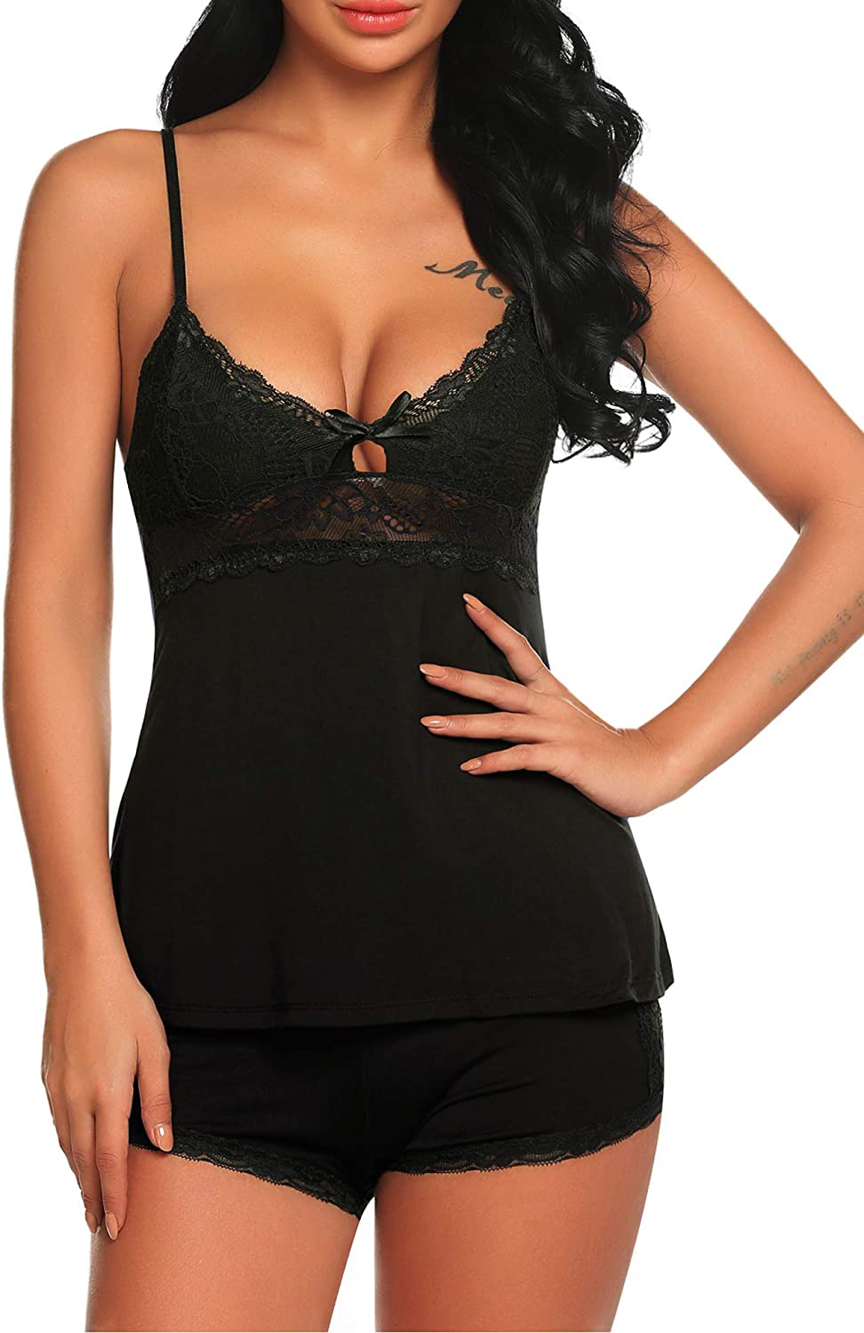 Gladiolus Sexy Pajama for Women Lace Sleepwear Lingerie Cami PJ Sets Nightwear S-XXL Apparel & Accessories > Clothing > Sleepwear & Loungewear Kylie Max   