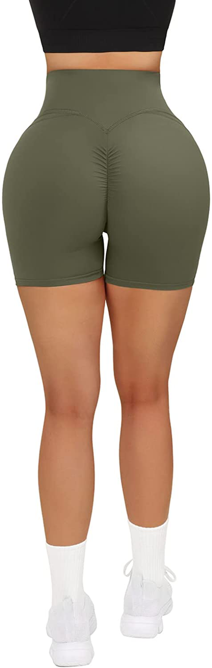 MOOSLOVER Women V Cross Waist Workout Shorts Butt Lifting High Waisted Biker Shorts Apparel & Accessories > Clothing > Shorts Kylie Max   