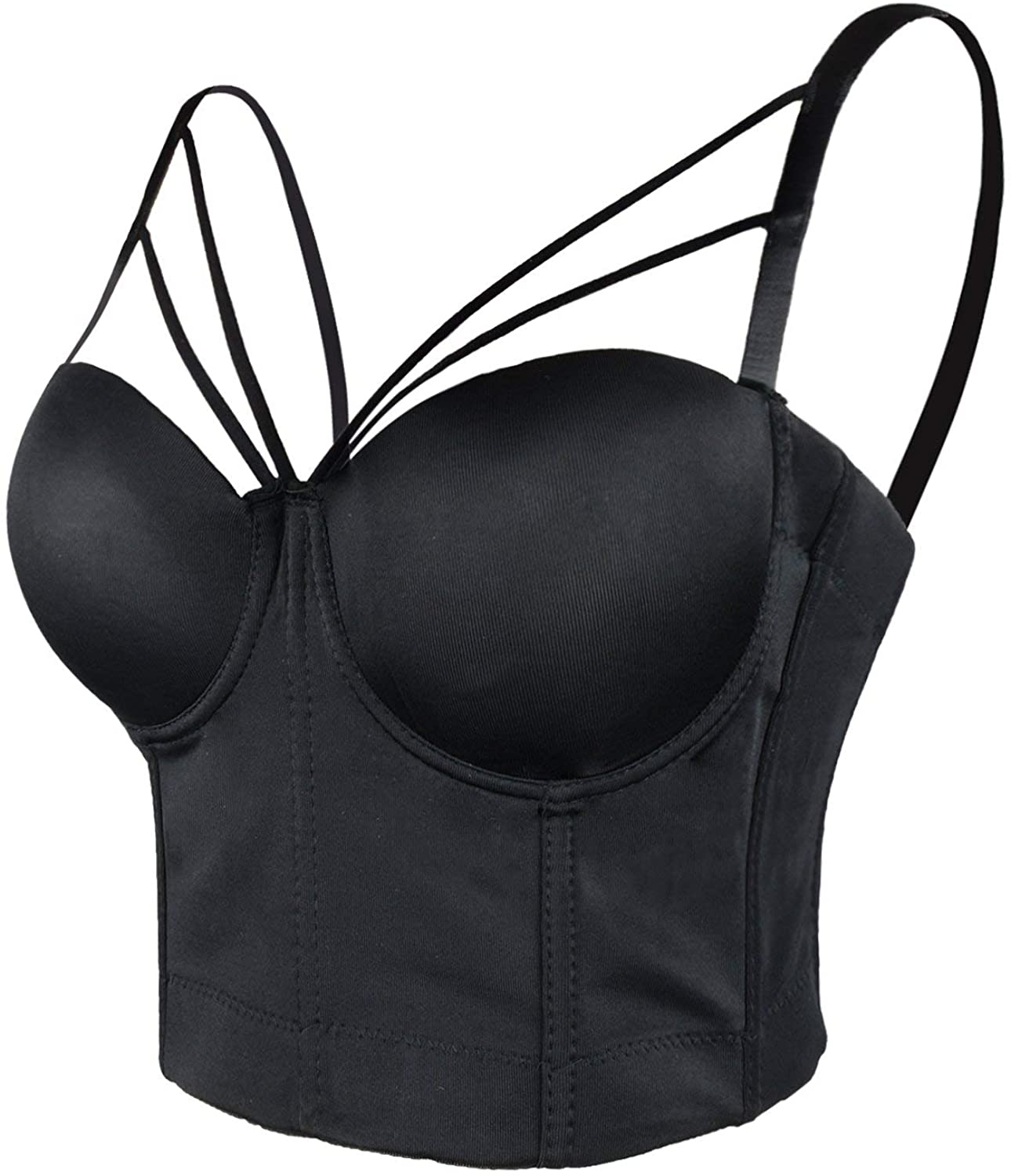 ELLACCI Women'S Sexy Cut Cross Strappy Gothic Bustier Tops Caged Cropped Top Apparel & Accessories > Clothing > Underwear & Socks > Lingerie ELLACCI Black Medium 