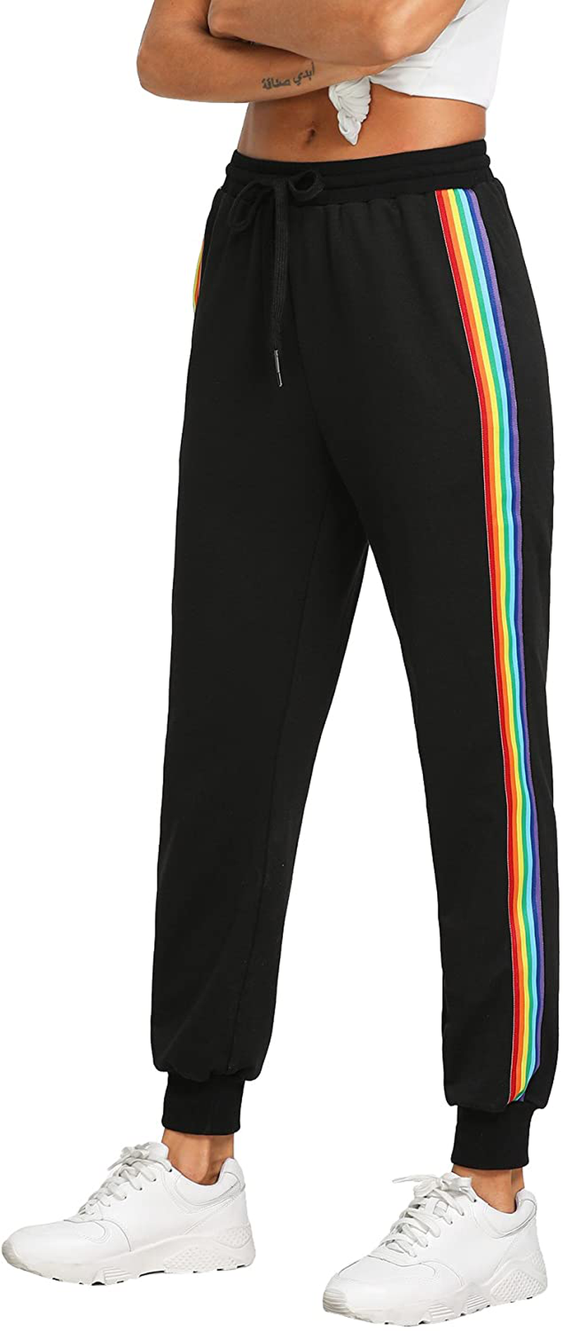 Sweatyrocks Women'S Drawstring Waist Striped Side Jogger Sweatpants with Pocket Apparel & Accessories > Clothing > Activewear Kylie Max   