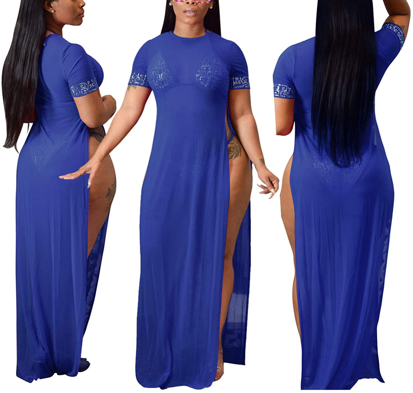 Sexycherry Women'S Sexy Swimsuit Cover Ups Casual See through Sheer Long Maxi Dresses for Swimwear Apparel & Accessories > Clothing > Swimwear Kylie Max   