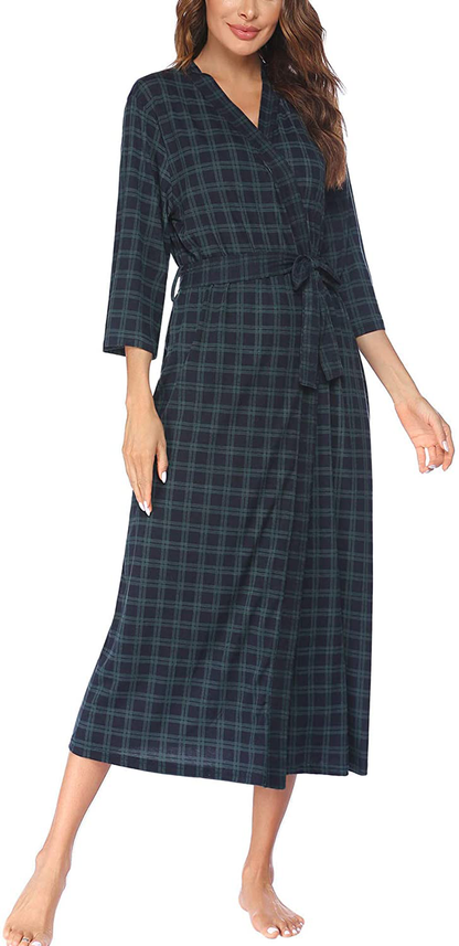 Ekouaer Womens Robes, Lightweight Cotton Robe Soft Sleepwear Ladies Loungewear Dressing Gown Long Bathrobe Apparel & Accessories > Clothing > Sleepwear & Loungewear > Robes Ekouaer   