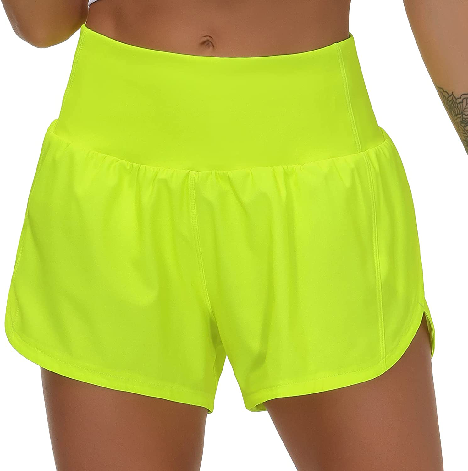 THE GYM PEOPLE Womens High Waisted Running Shorts Quick Dry Athletic Workout Shorts with Mesh Liner Zipper Pockets Apparel & Accessories > Clothing > Shorts Kylie Max   