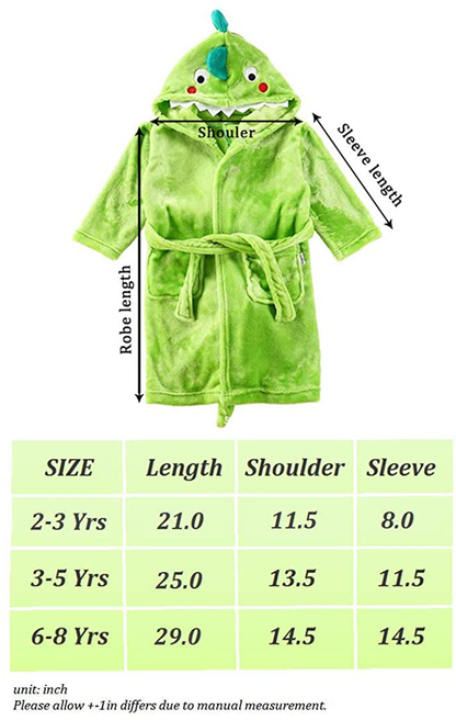 Kids Boys Animal Plush Bathrobe Dinosaur Elephant Monster Hooded Fleece Sleep Robe 3-8 Years Apparel & Accessories > Clothing > Sleepwear & Loungewear > Robes Kylie Max   