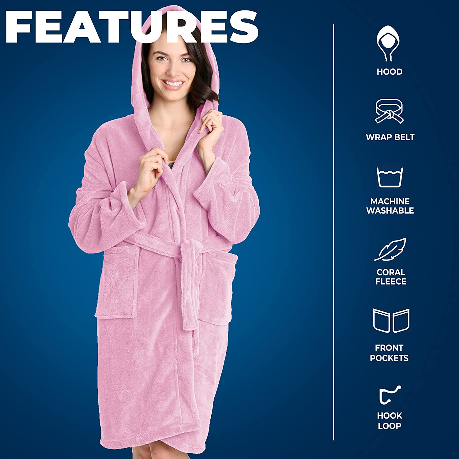 Pembrook Hooded Robes for Women with Pockets - Plush Fleece Bathrobe for Women | Robe with Hood for Women Apparel & Accessories > Clothing > Sleepwear & Loungewear > Robes Kylie Max   