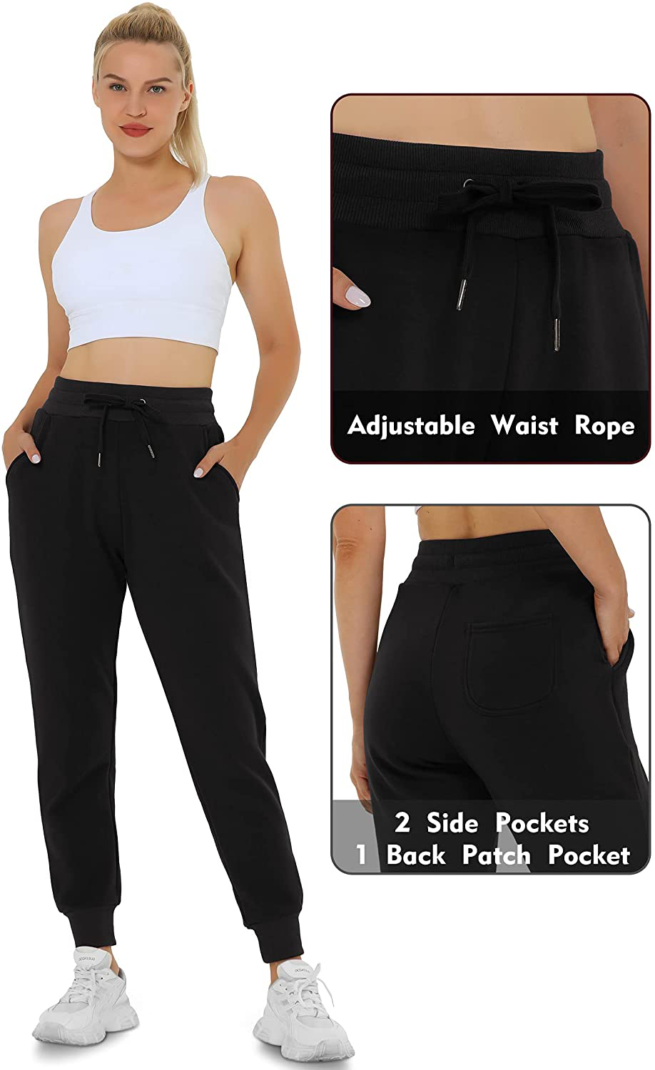 Heathyoga Fleece Lined Joggers for Women Thermal Sweatpants for Women Joggers with Pockets Workout Pants Running Pants Apparel & Accessories > Clothing > Activewear Kylie Max   