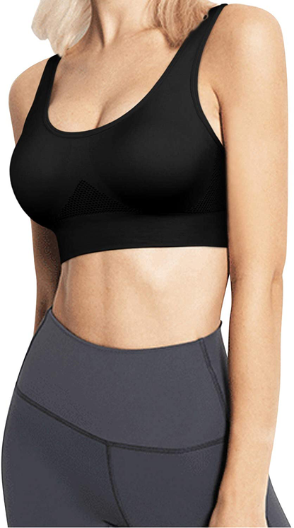 Women Sports Bra Comfortable Sleep Bras No Underwire Seamless Workout Yoga Bra of 3 Pack Apparel & Accessories > Clothing > Underwear & Socks > Bras Kylie Max   