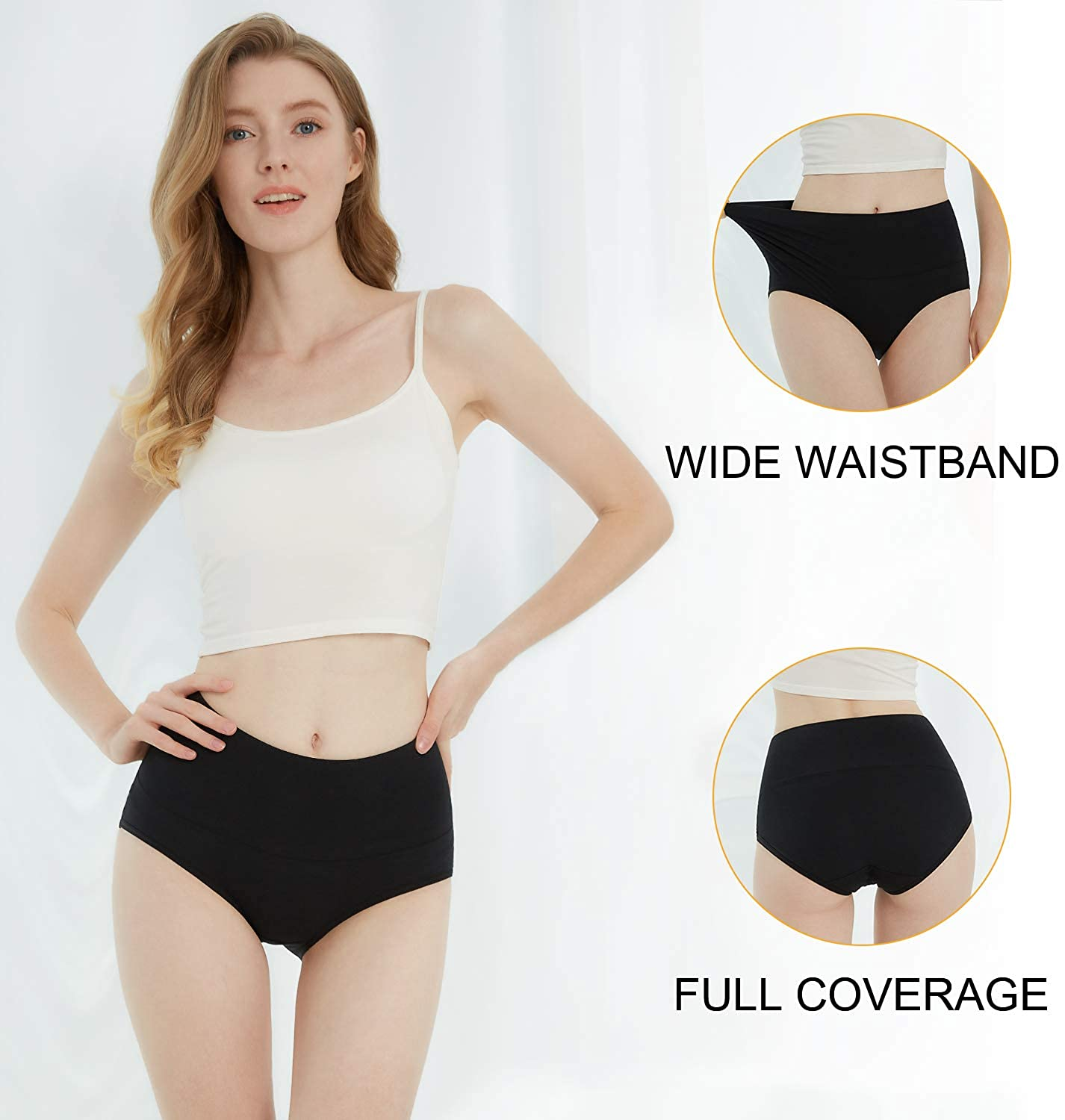 INNERSY Womens High Waisted Underwear Cotton Panties Regular & plus Size 5-Pack Apparel & Accessories > Clothing > Underwear & Socks > Underwear INNERSY   