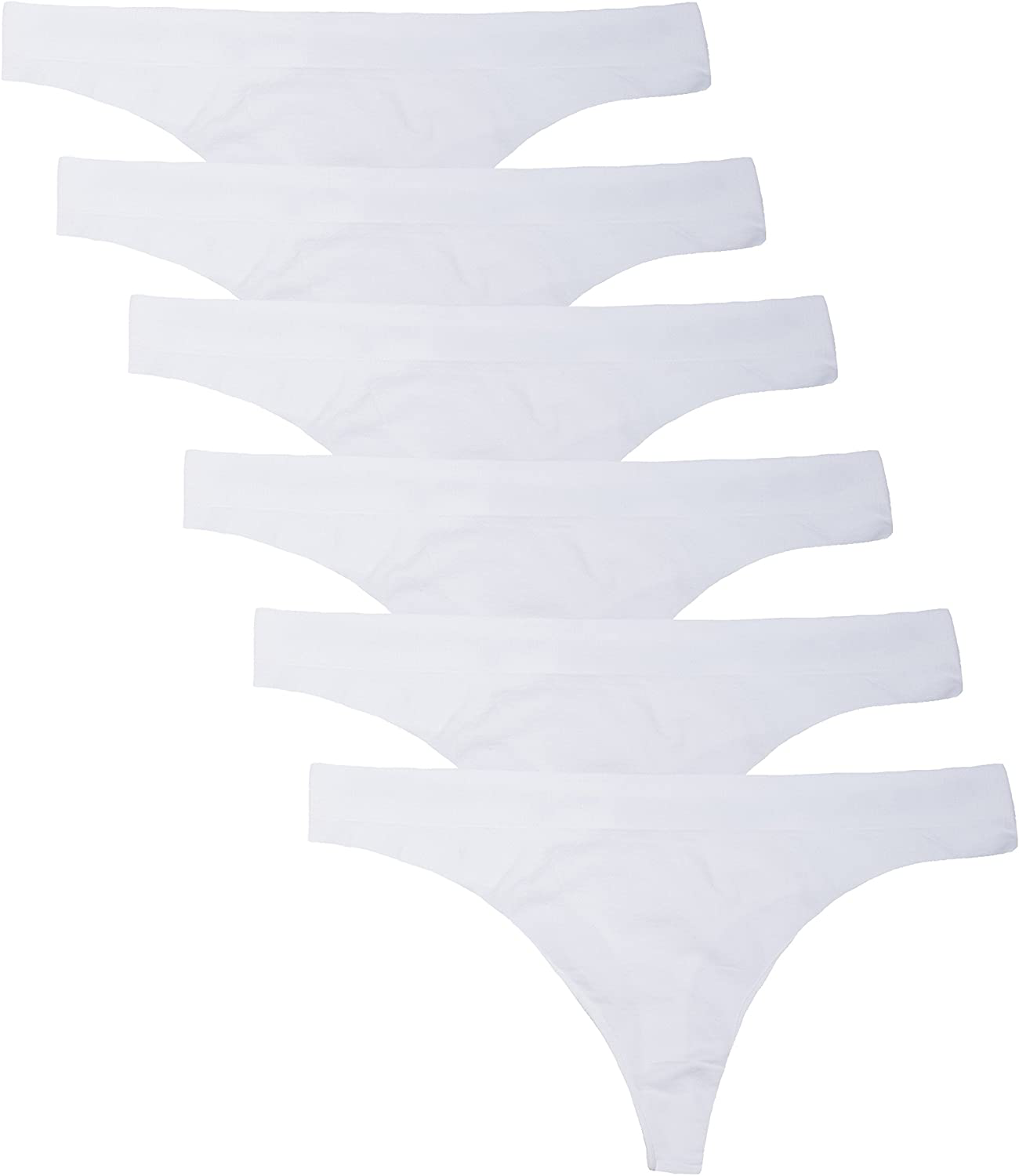 Kalon 6 Pack Women's Nylon Spandex Thong Underwear Apparel & Accessories > Clothing > Underwear & Socks > Underwear Kalon White Small 