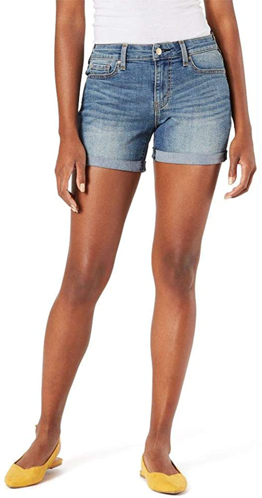 Signature by Levi Strauss & Co. Gold Label Women'S Mid-Rise Shorts (Standard and Plus) Apparel & Accessories > Clothing > Shorts Kylie Max   