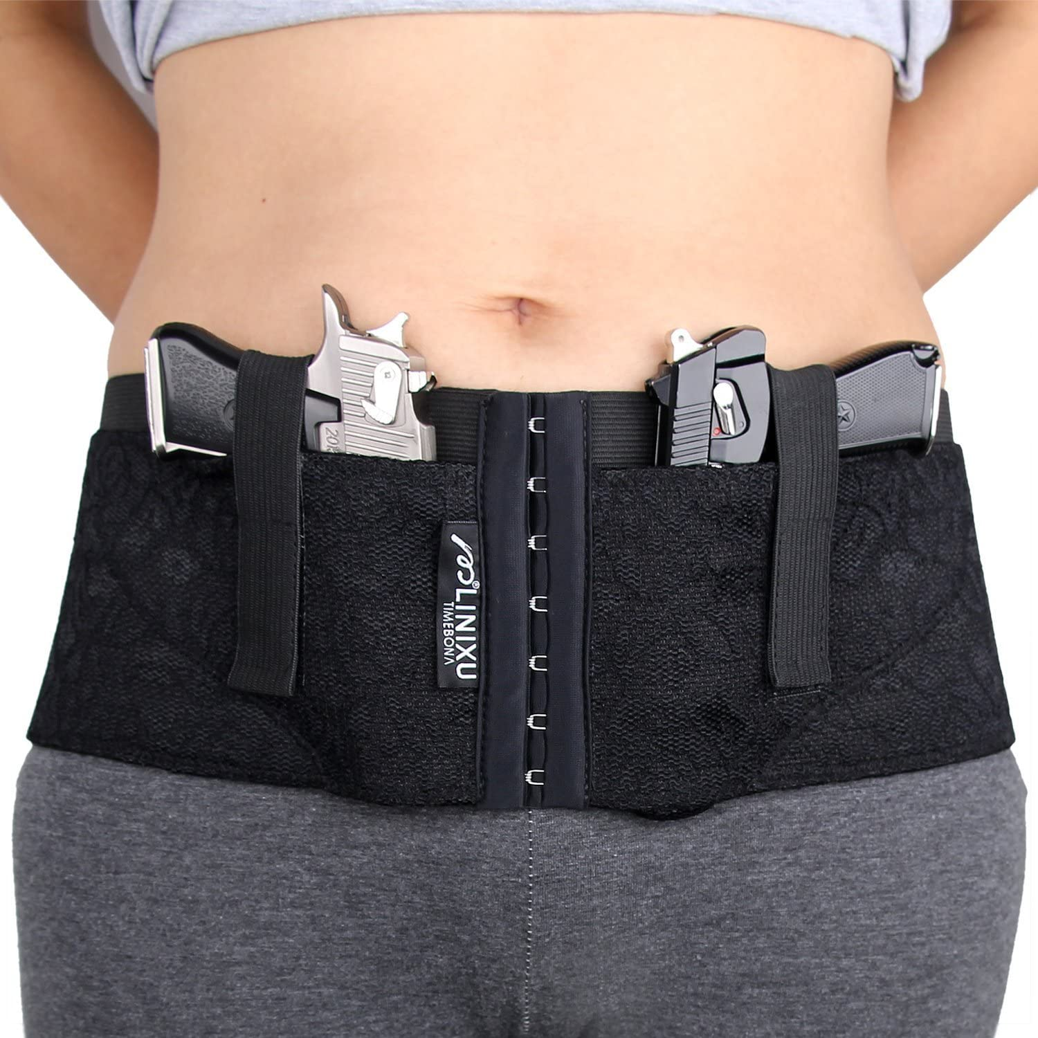 LINIXU Women'S Concealed Carry Holster Hip Hugger Classic Lace Black/Red Apparel & Accessories > Clothing > Underwear & Socks > Underwear LINIXU BLACK xl(43"-48") 