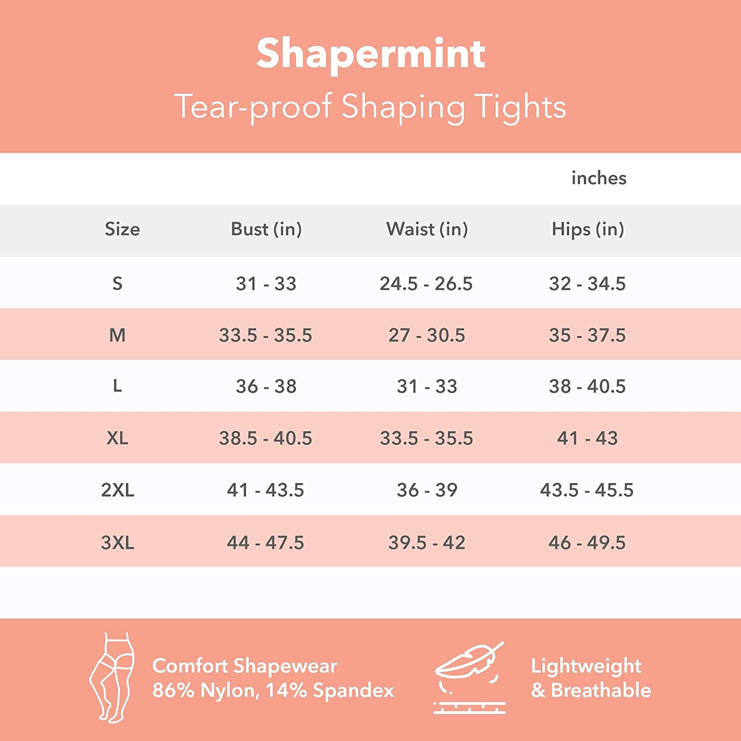 Shapermint Solid Black Opaque Tights with Nylon Control Top Hosiery Pantyhose for Women from Small to plus Size Apparel & Accessories > Clothing > Underwear & Socks > Shapewear Shapermint   