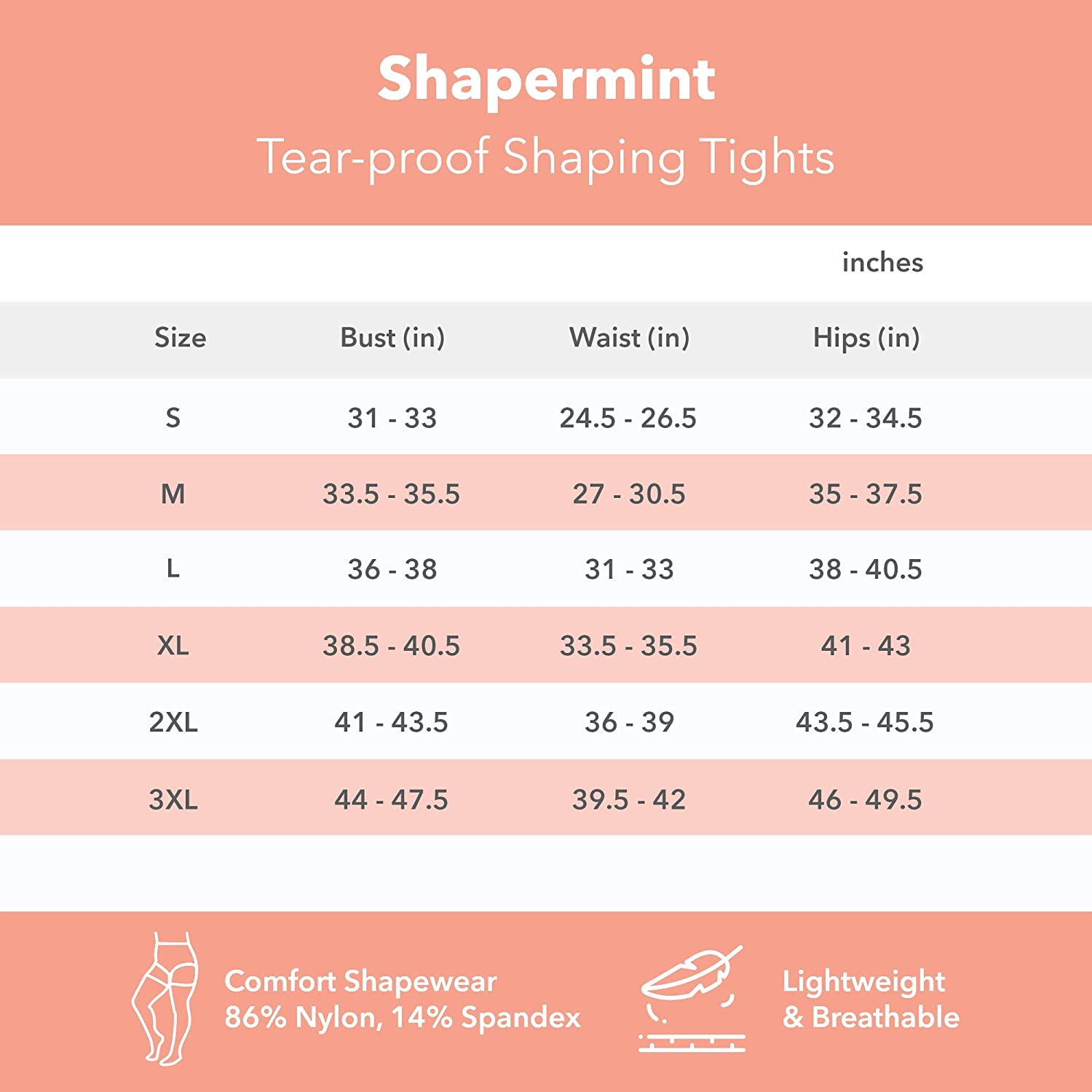 Shapermint Solid Black Opaque Tights with Nylon Control Top Hosiery Pantyhose for Women from Small to plus Size Apparel & Accessories > Clothing > Underwear & Socks > Shapewear Shapermint   